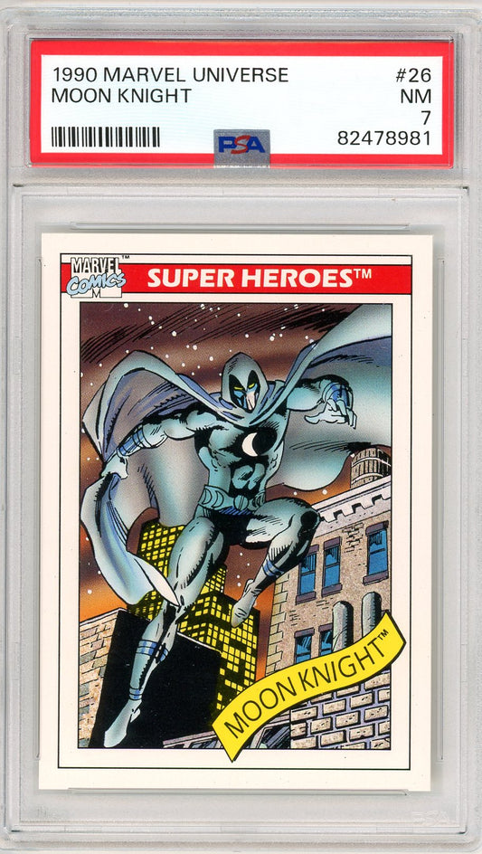 1990 Marvel Universe Moon Knight Graded Card #26 PSA 7