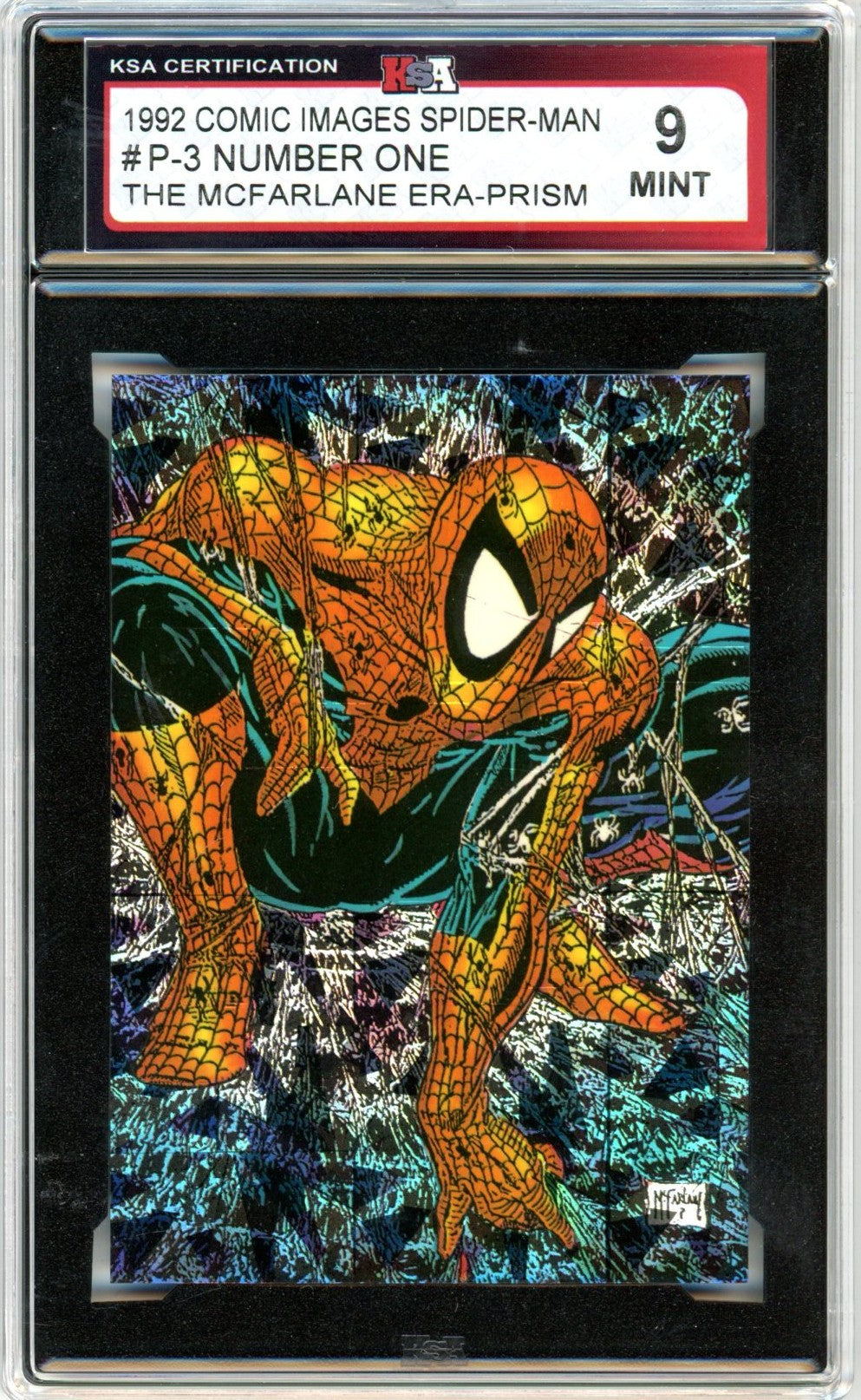 1992 Comic Images Spider-Man Number One #P-3 Prism Graded Card KSA 9