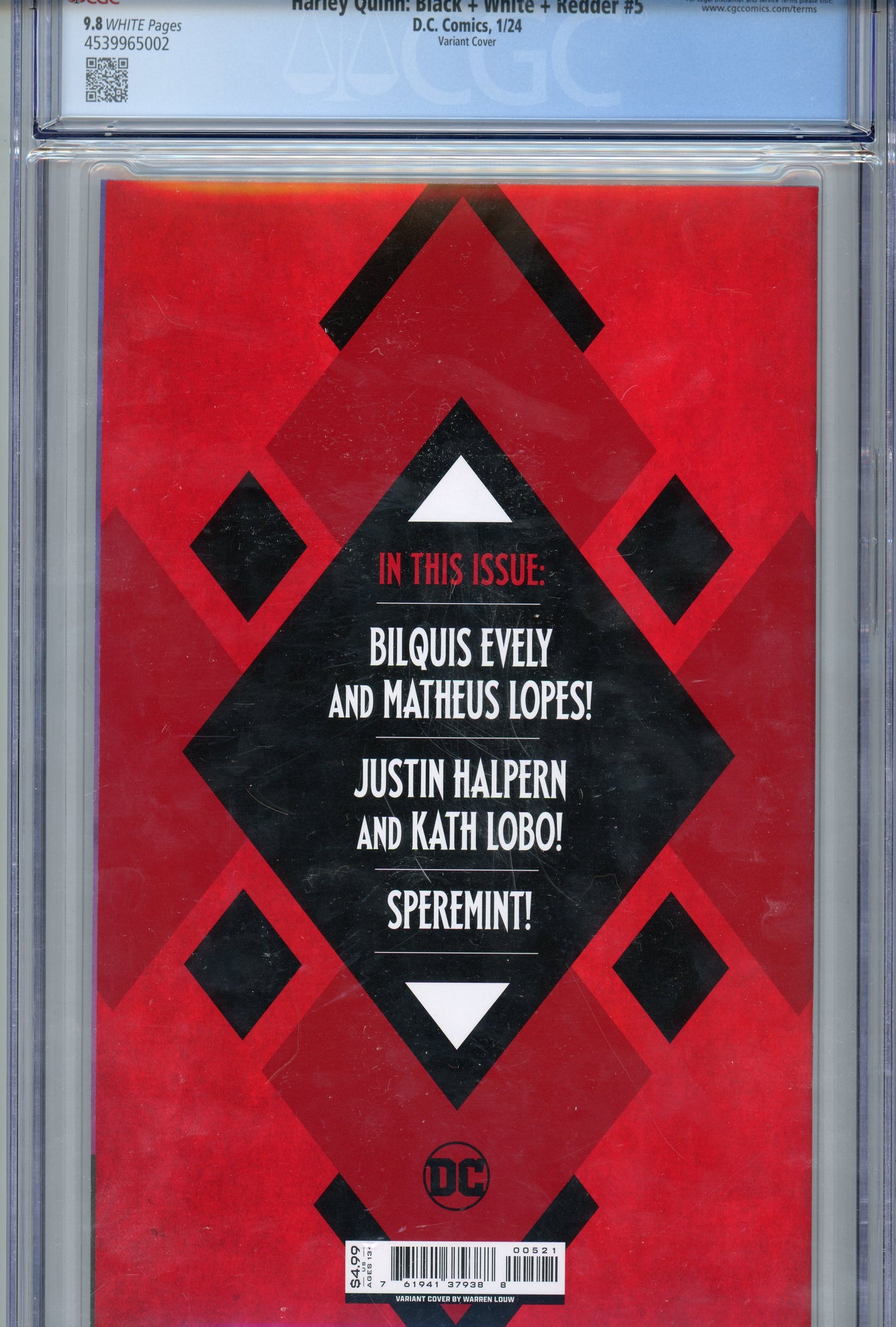 2024 DC Comics Harley Quinn: #5 Graded Comic Book CGC 9.8 Warren Louw Variant Cover