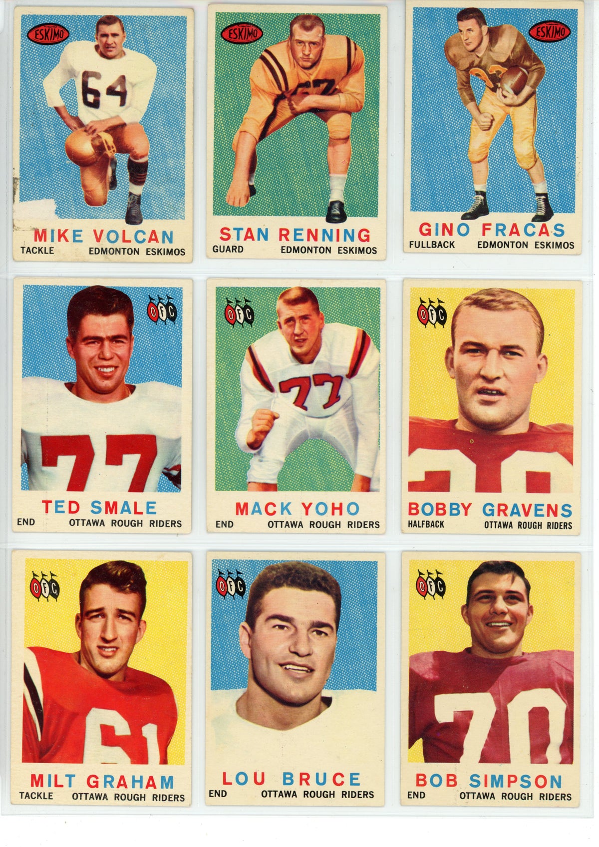 1959 Topps CFL Canadian Football Complete Set (88 Cards) EX+ Condition