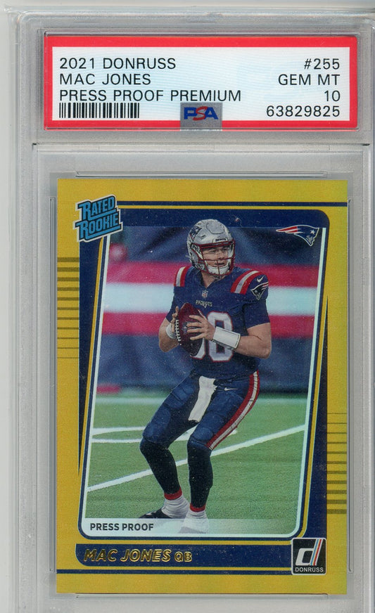 2021 Donruss Mac Jones Press Proof Premium #255 Graded Football Card PSA 10