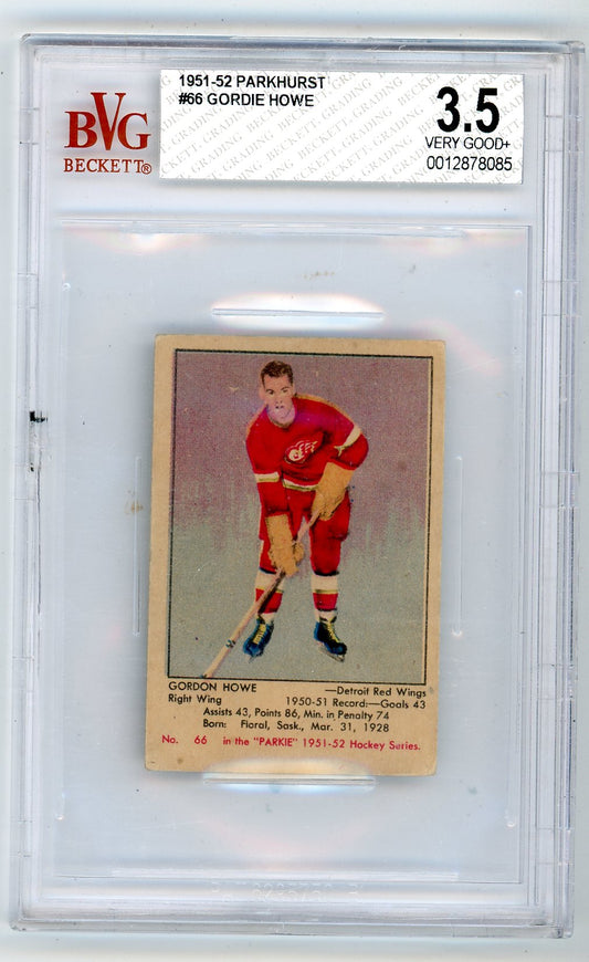 1951/52 Parkhurst Gordie Howe Graded Hockey Rookie Card #66 BVG 3.5