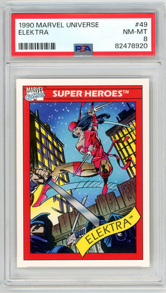 1990 Marvel Universe Elektra Graded Card #49 PSA 8