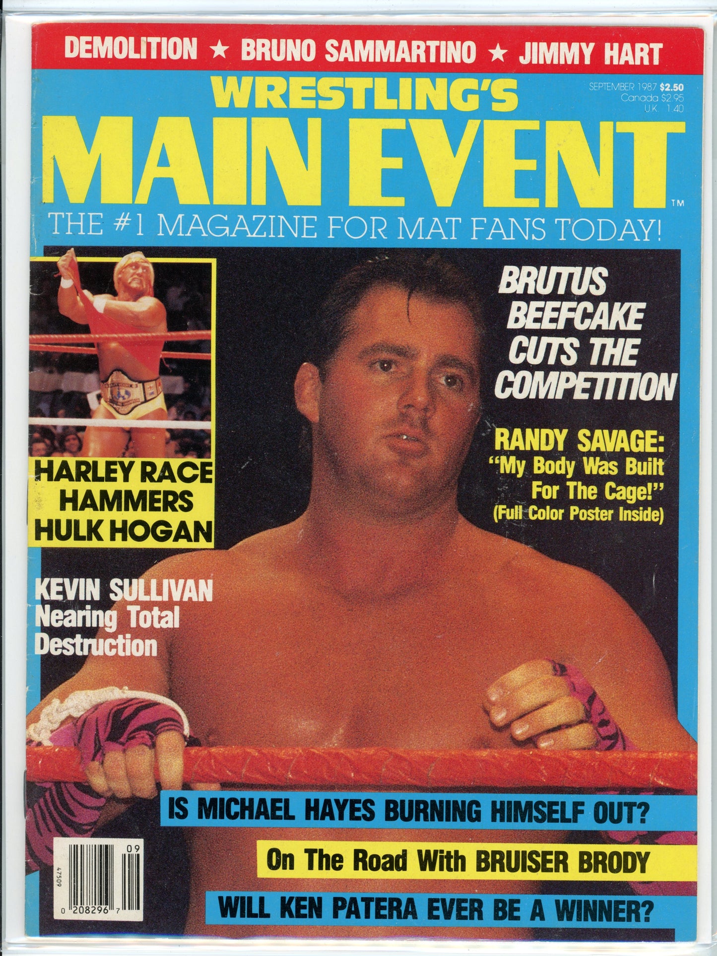 Wrestling's Main Event Vintage Magazine (September, 1987) Brutus Beefcake