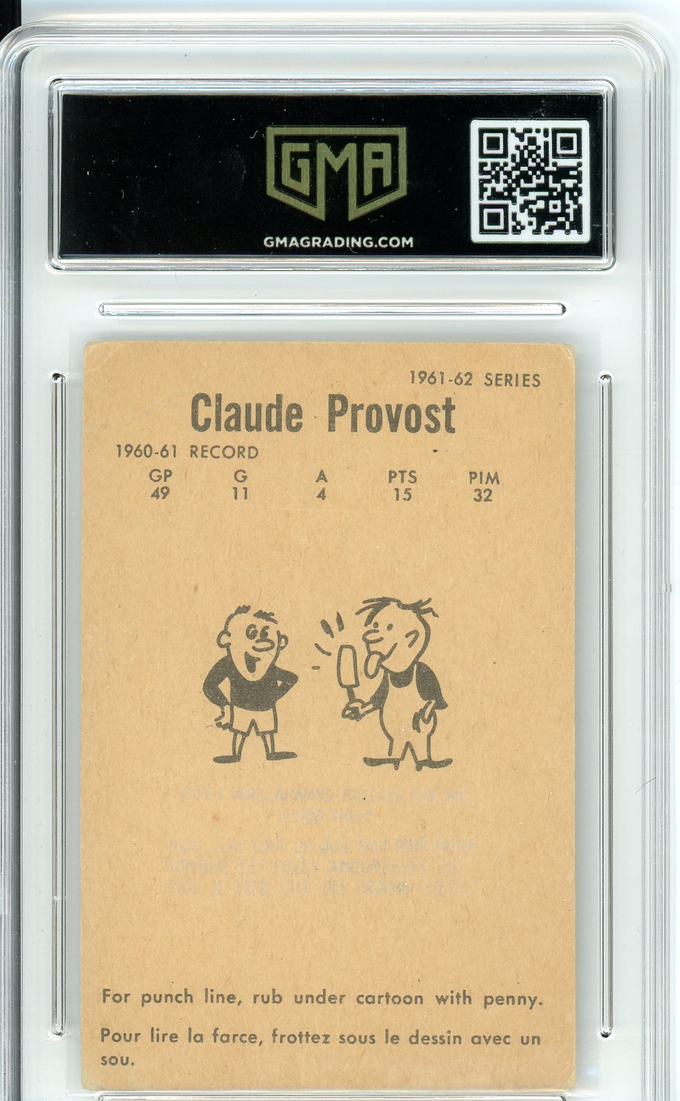 1961 Parkhurst Claude Provost #50 Graded Card GMA 3.5