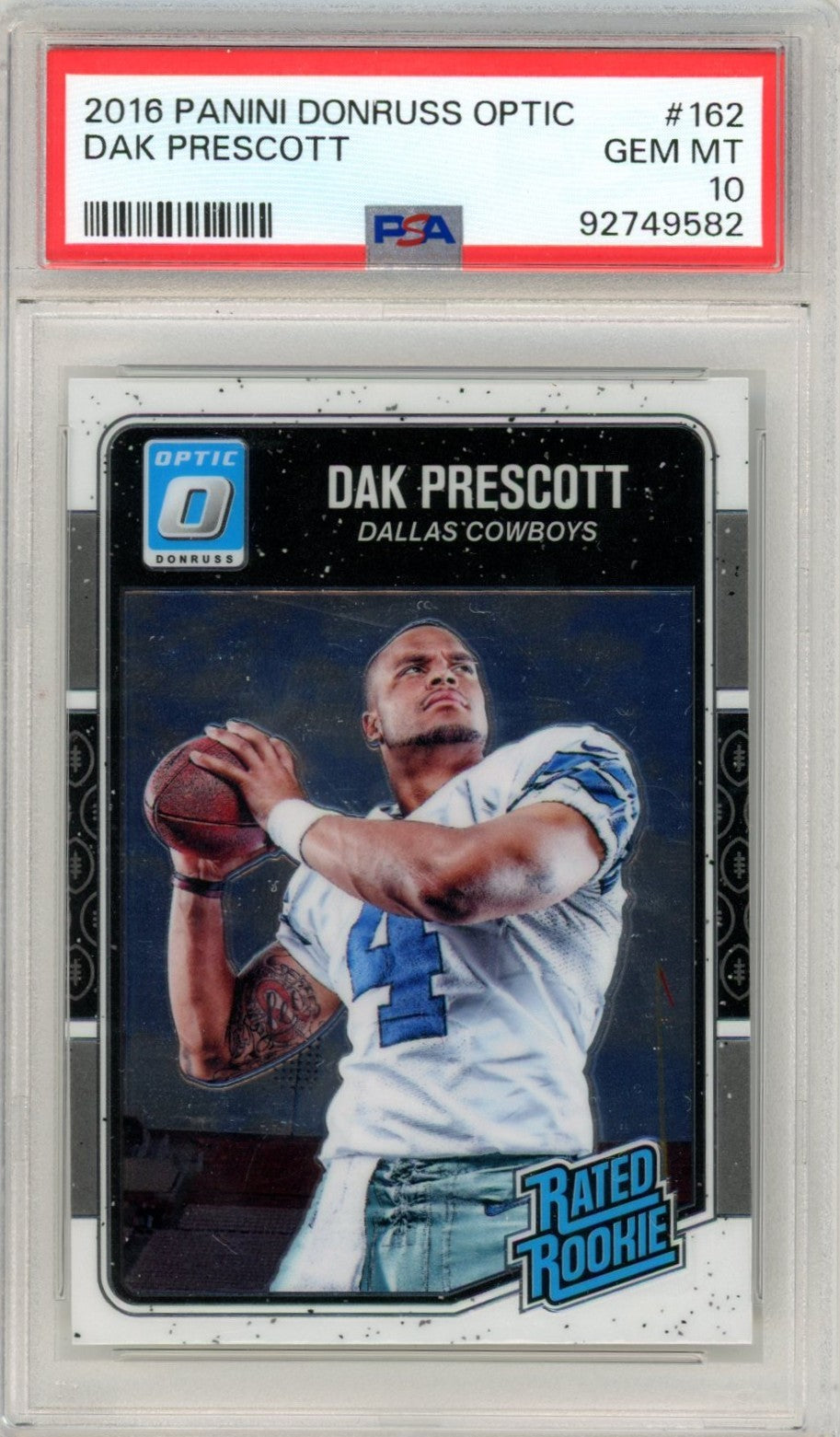 2016 Panini Donruss Optic Dak Prescott #162 Graded Football Card PSA 10