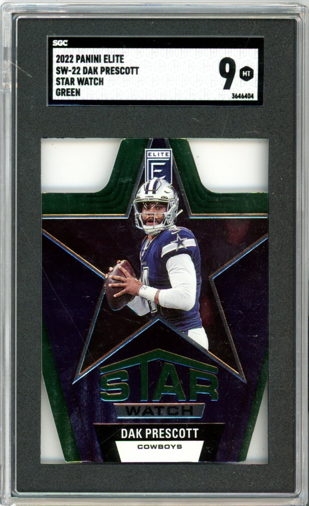 2022 Panini Elite Dak Prescott Star Watch Green #SW-22 Graded Football Card SGC 9