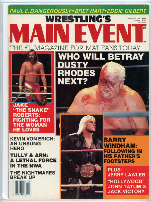 Wrestling's Main Event Vintage Magazine (December, 1988) Jake "The Snake" Roberts, Dusty Rhodes