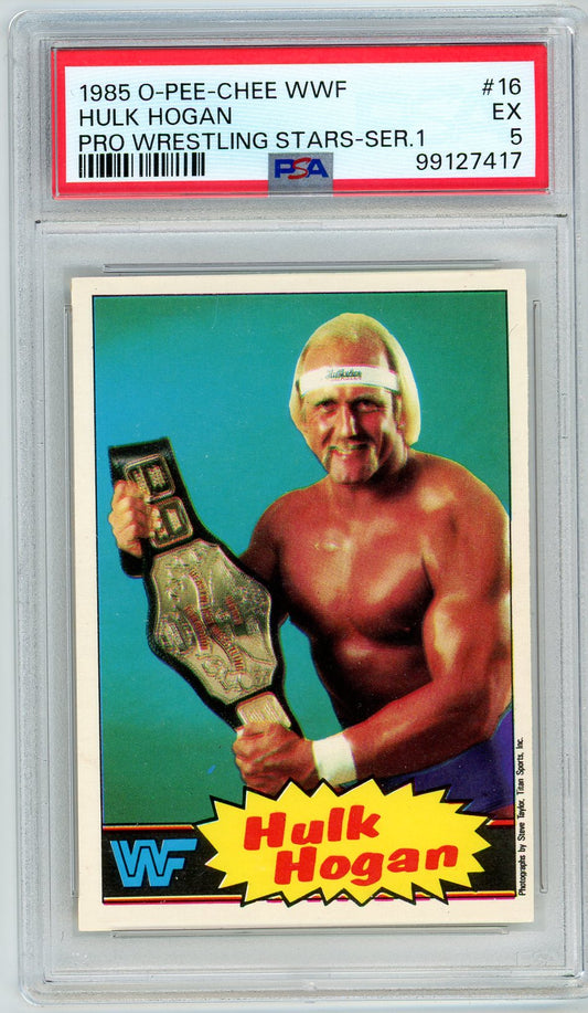 1985 O-Pee-Chee WWF Hulk Hogan Graded Rookie Card #16 PSA 5