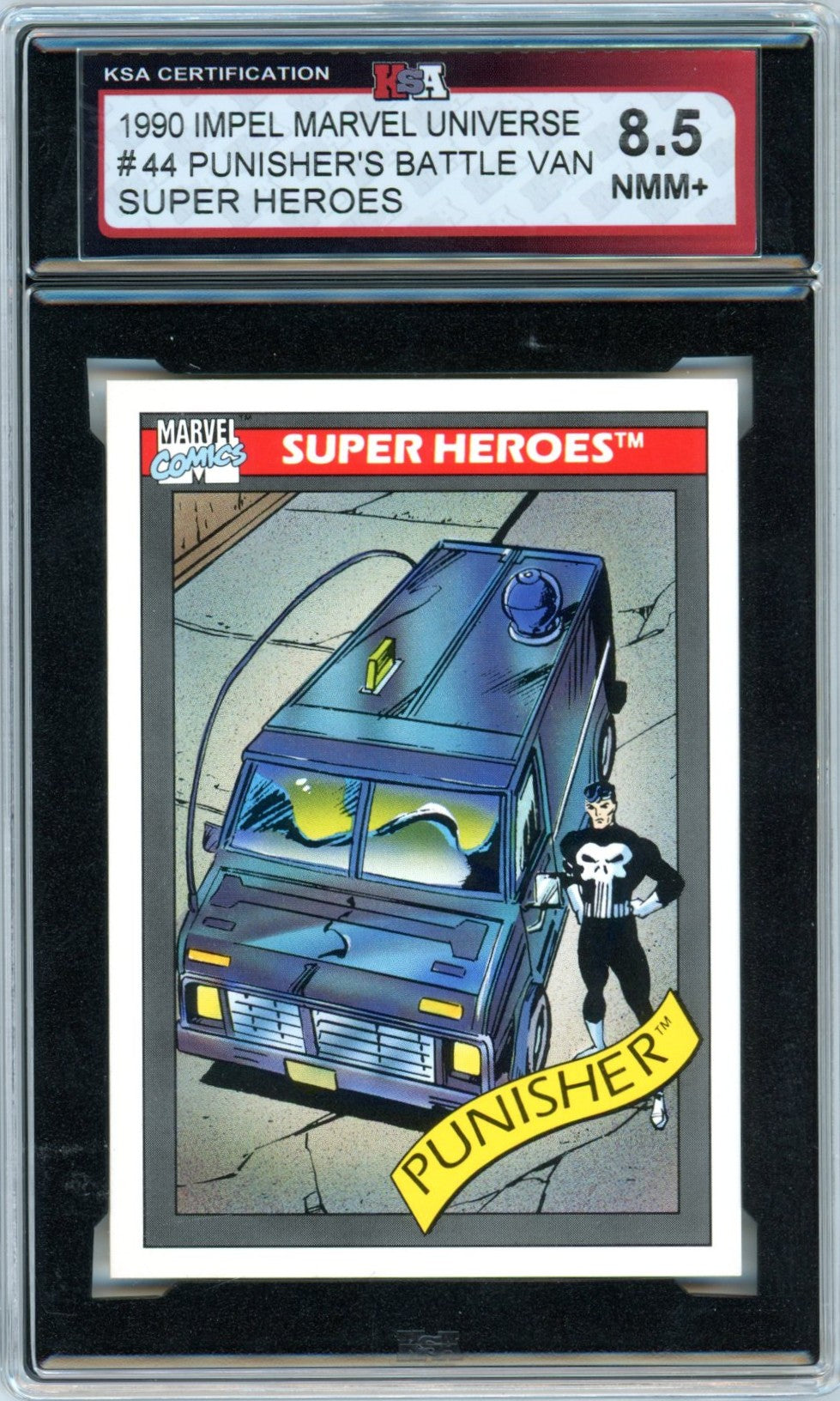 1990 Impel Marvel Universe Punisher's Battle Van #44 Super Heroes Graded Card KSA 8.5