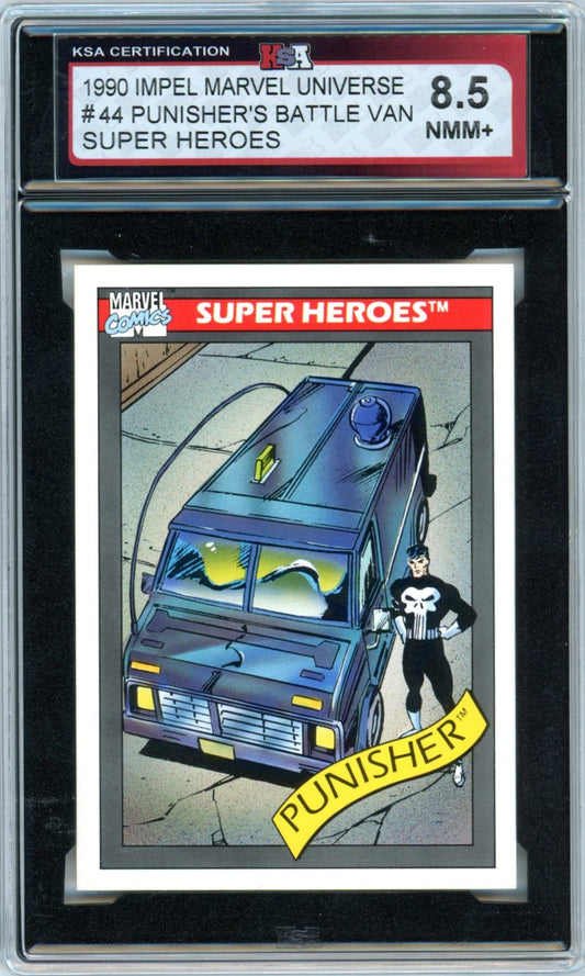 1990 Impel Marvel Universe Punisher's Battle Van #44 Super Heroes Graded Card KSA 8.5