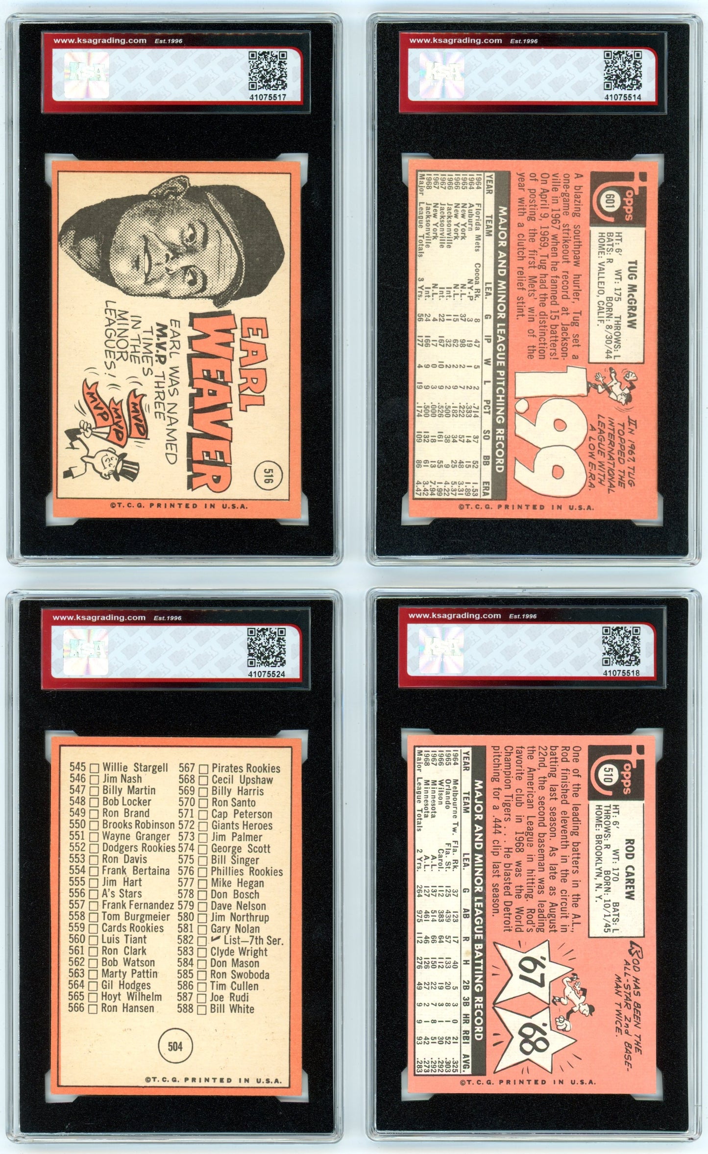 1969 Topps MLB Baseball Complete Set (664 Cards) - with 17 Graded HOF/Star Cards (KSA)
