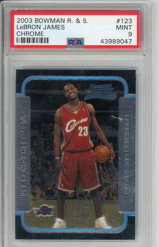 2003 Bowman R & S LeBron James Chrome #123 Graded Basketball Card PSA 9