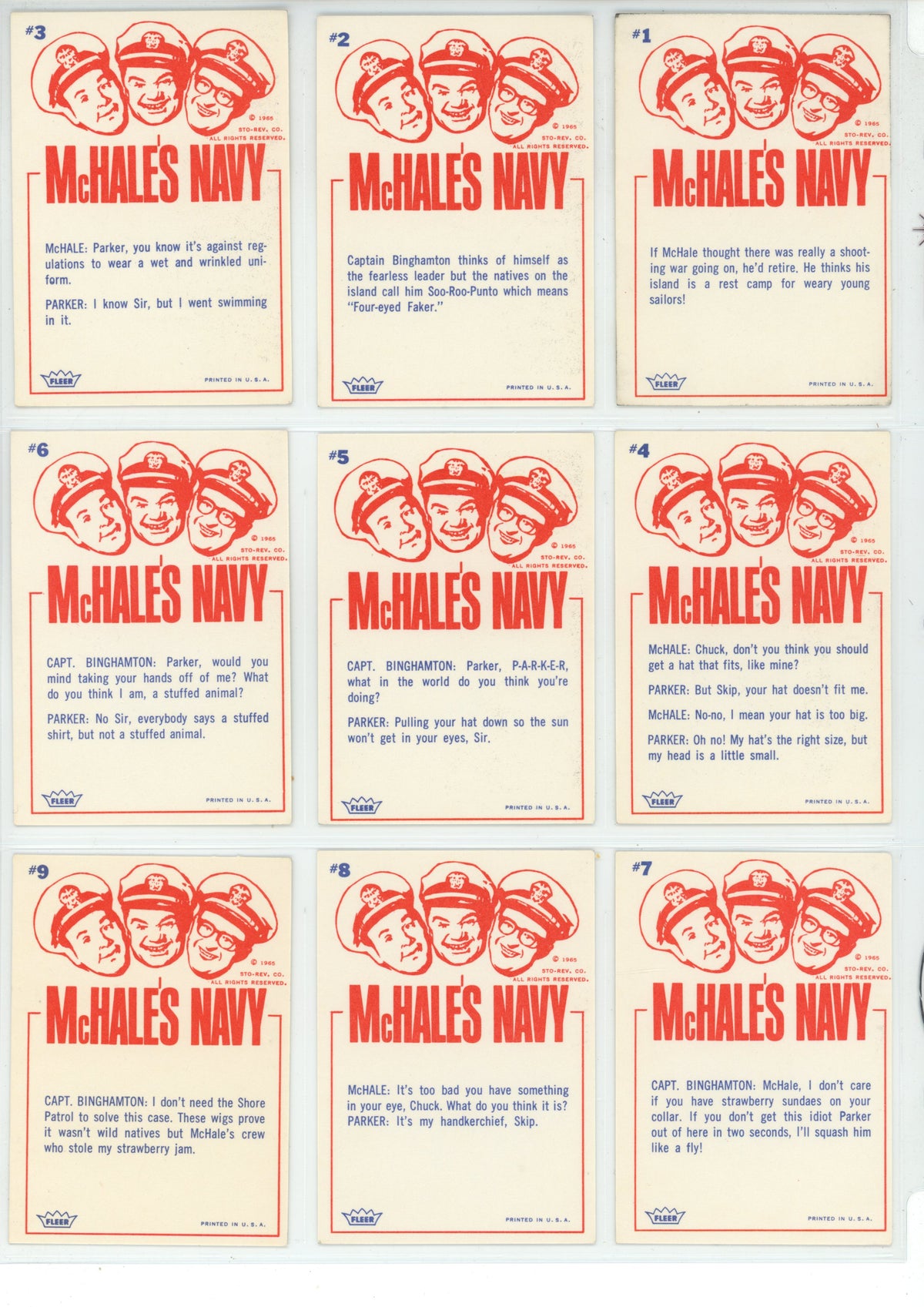 1965 Fleer McHale's Navy Trading Card Complete Set (66 Cards) EX+
