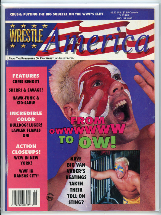 PWI Wrestle America Vintage Wrestling Magazine (August, 1993) Sting