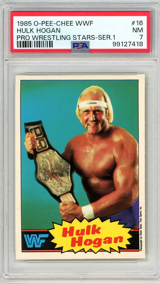 1985 O-Pee-Chee WWF Hulk Hogan Graded Rookie Card #16 PSA 7