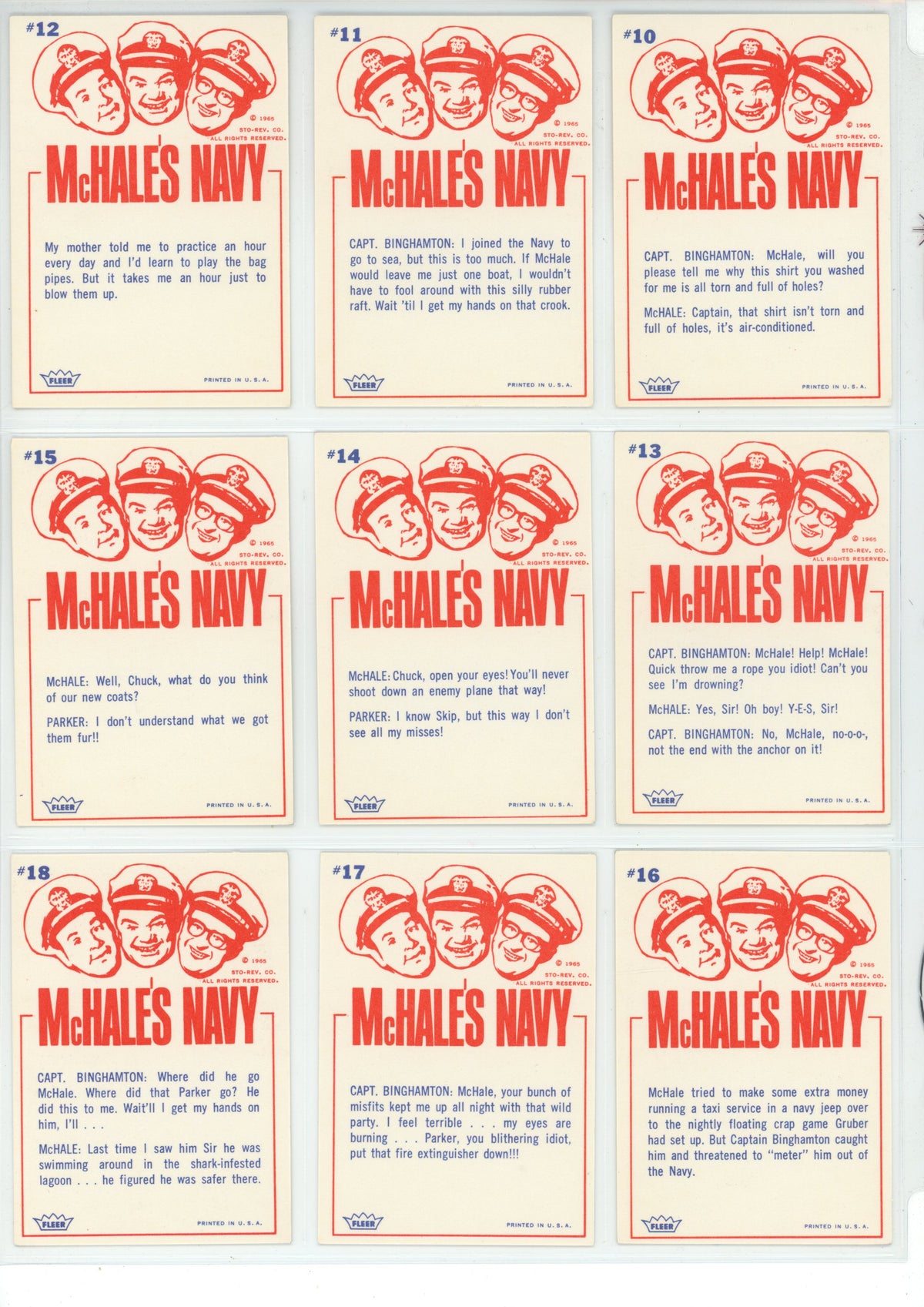 1965 Fleer McHale's Navy Trading Card Complete Set (66 Cards) EX+
