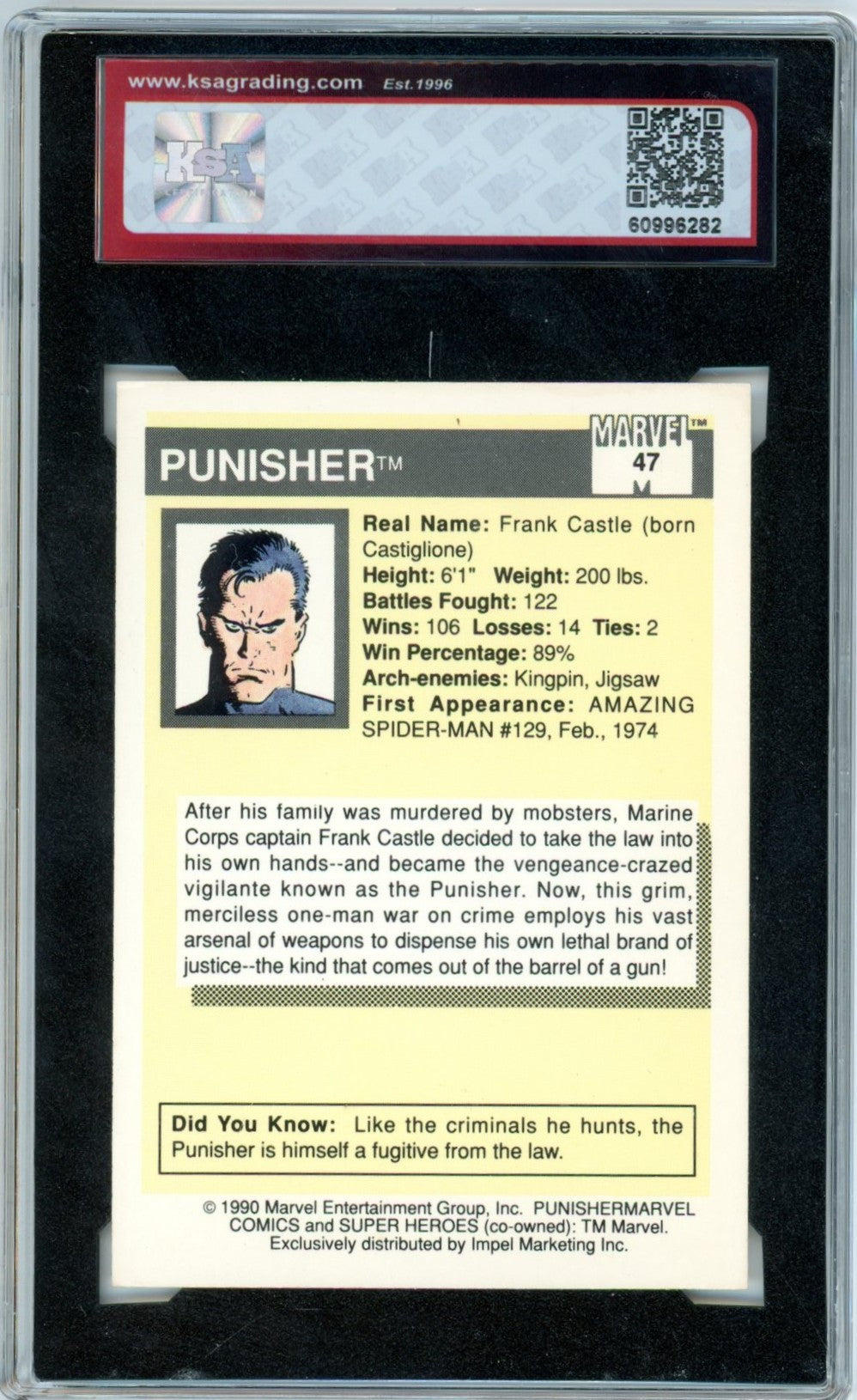 1990 Impel Marvel Universe Punisher #47 Super Heroes Graded Card KSA 5