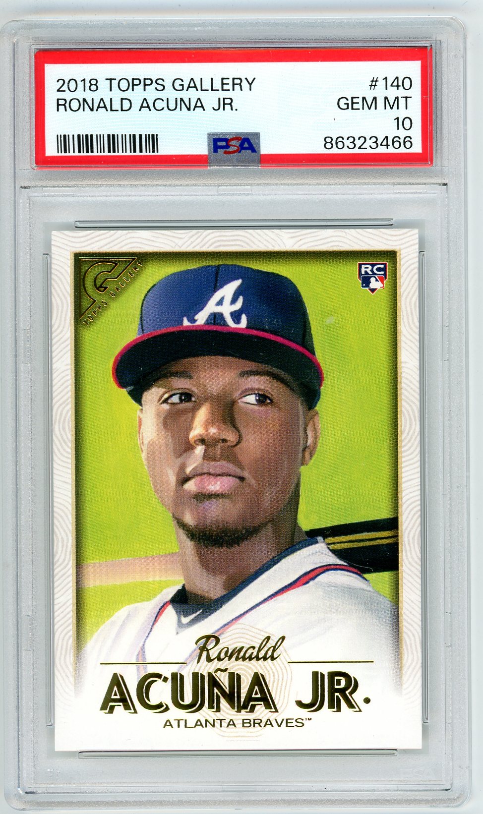 2018 Topps Gallery Ronald Acuna Jr. Graded Rookie Card #140 PSA 10