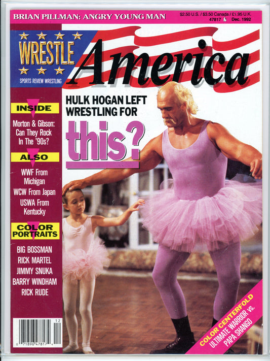 Wrestle America Vintage Wrestling Magazine (December, 1992) Hulk Hogan Ballet Cover