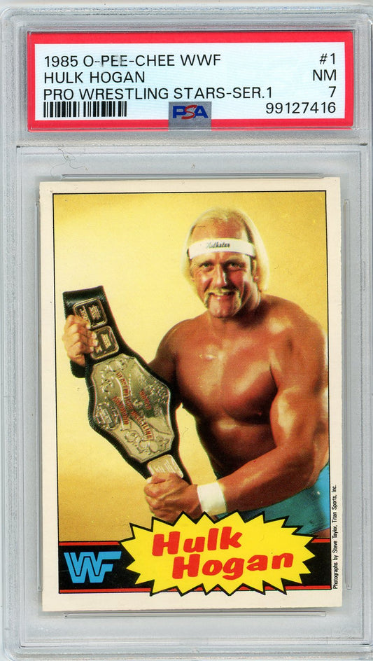 1985 O-Pee-Chee WWF Hulk Hogan Graded Rookie Card #1 PSA 7