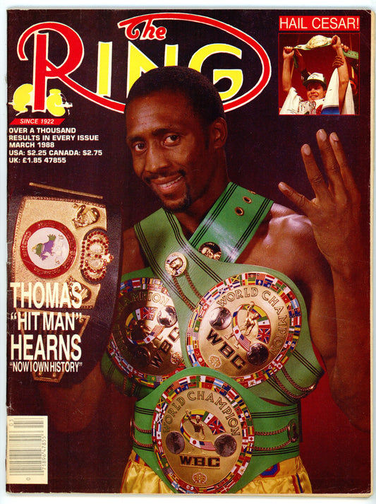 The Ring Vintage Boxing Magazine (March 1988) Thomas "Hit Man" Hearns World Champion Cover