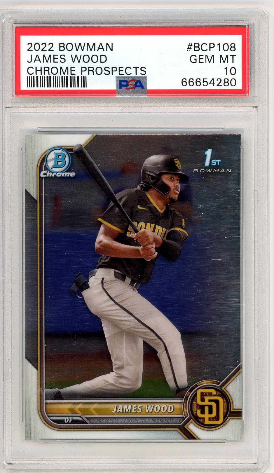 2022 Bowman James Woods Chrome Prospects Graded Rookie Card PSA 10