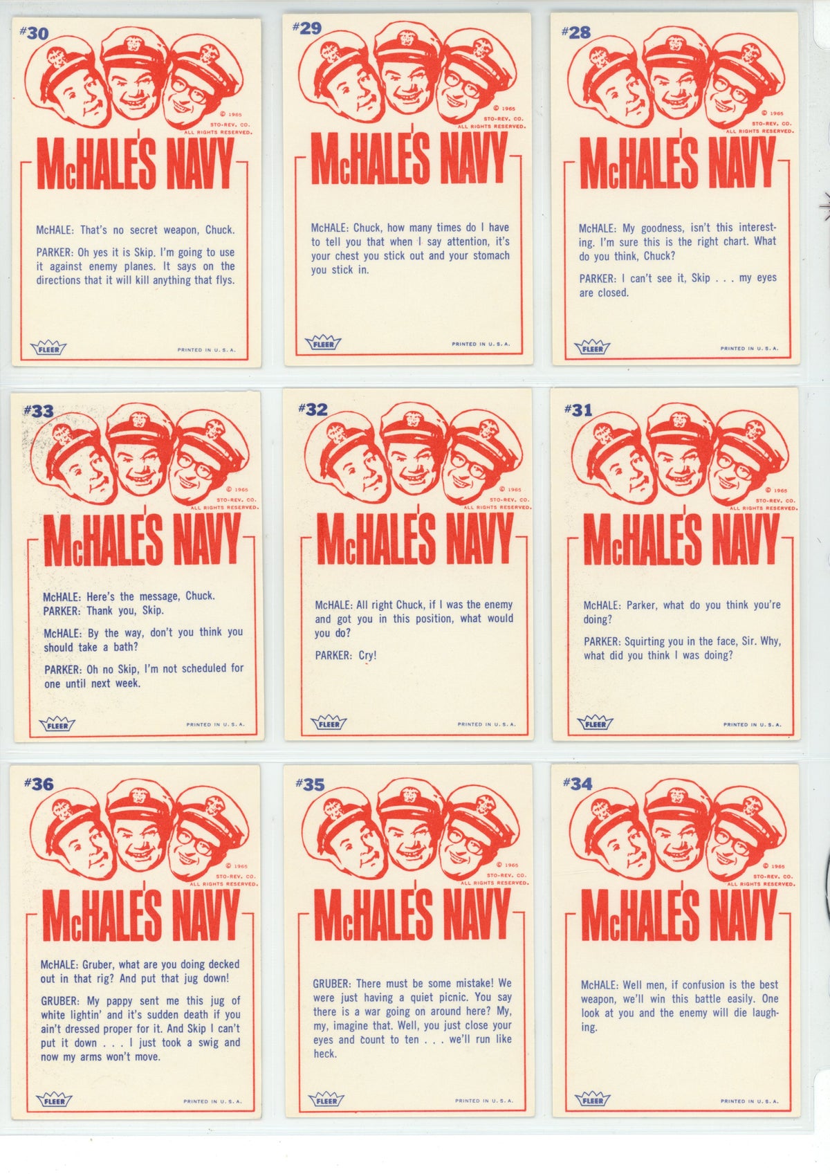 1965 Fleer McHale's Navy Trading Card Complete Set (66 Cards) EX+