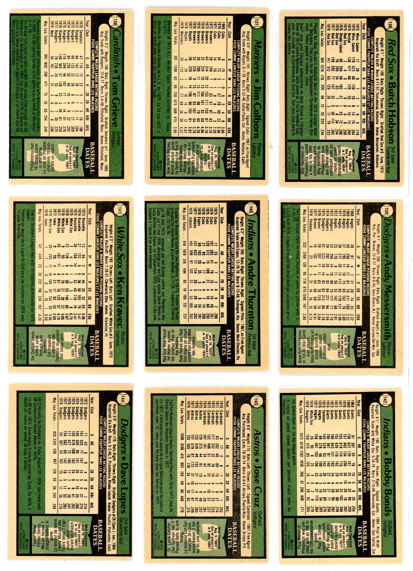 1979 O-Pee-Chee Baseball Complete Set (374 Cards) Excellent Shape