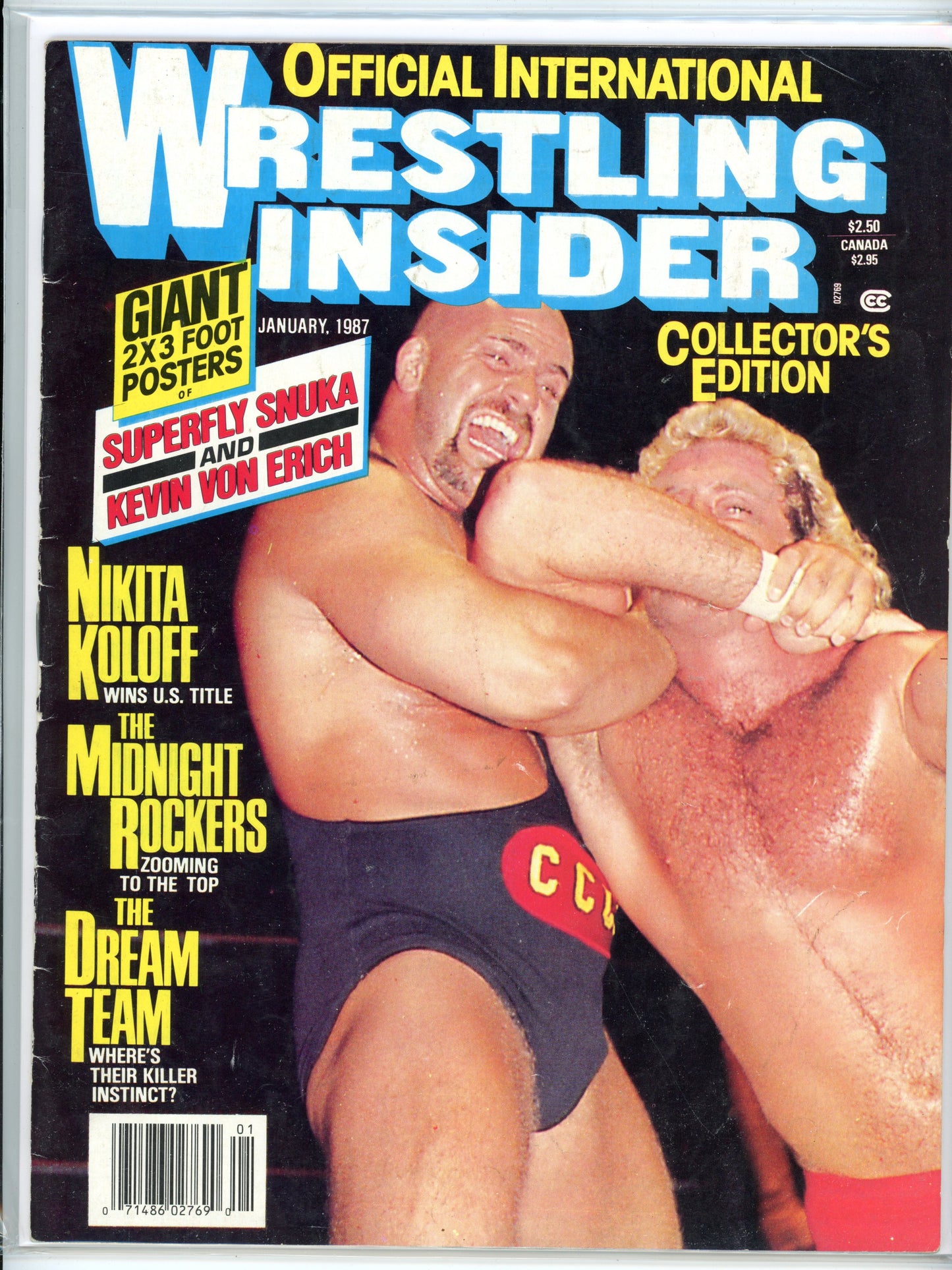 Official International Wrestling Insider Vintage Magazine (January, 1987) Superfly Snuka, Kevin Von Erich