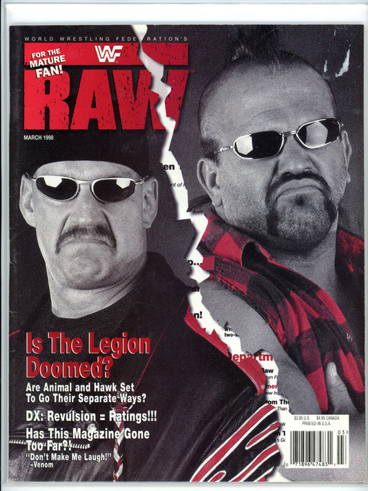 WWF Raw Vintage Wrestling Magazine (March, 1998) Road Warriors