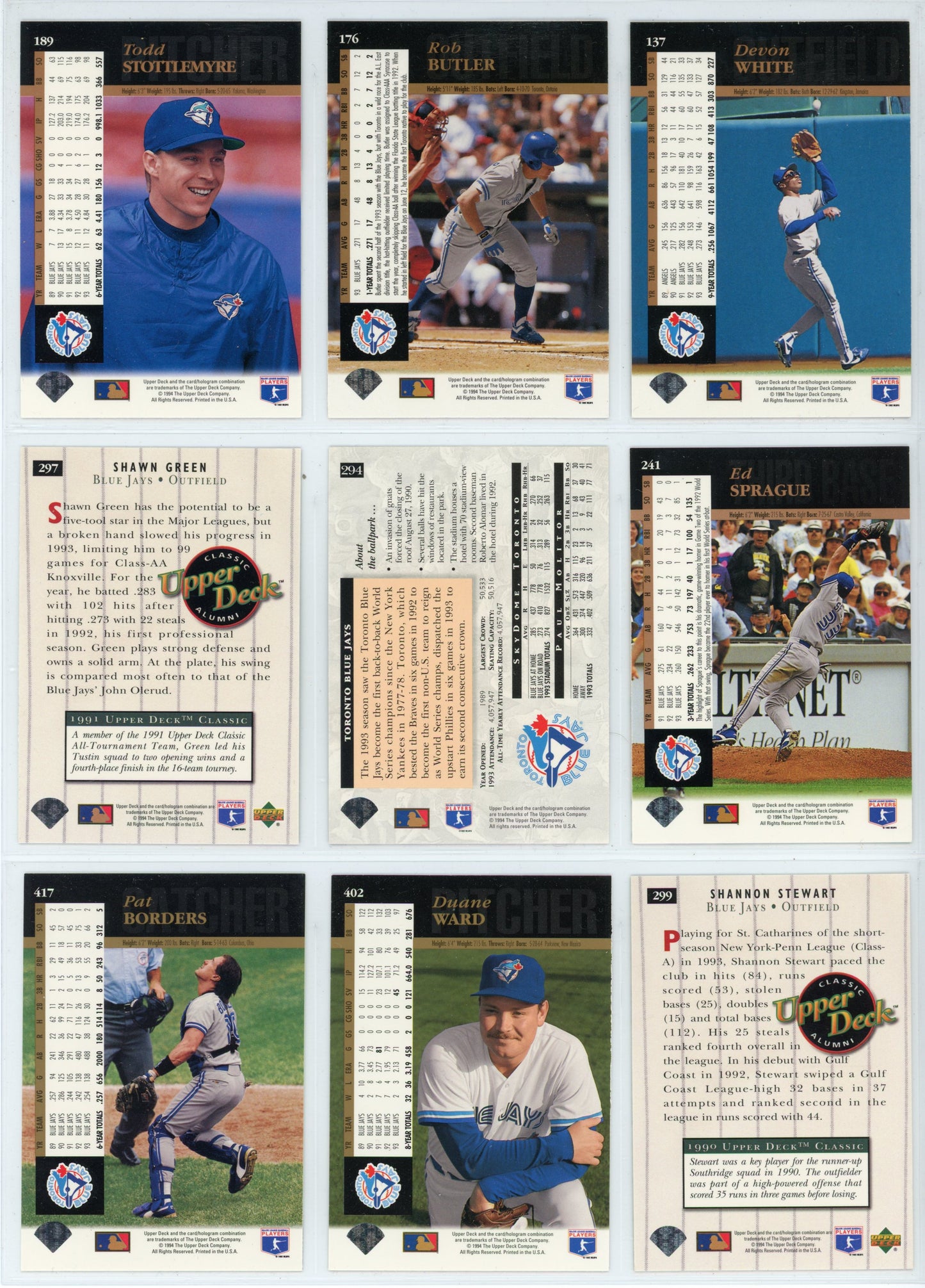 1994 Upper Deck Vintage Toronto Blue Jays Team Set (23 Cards)