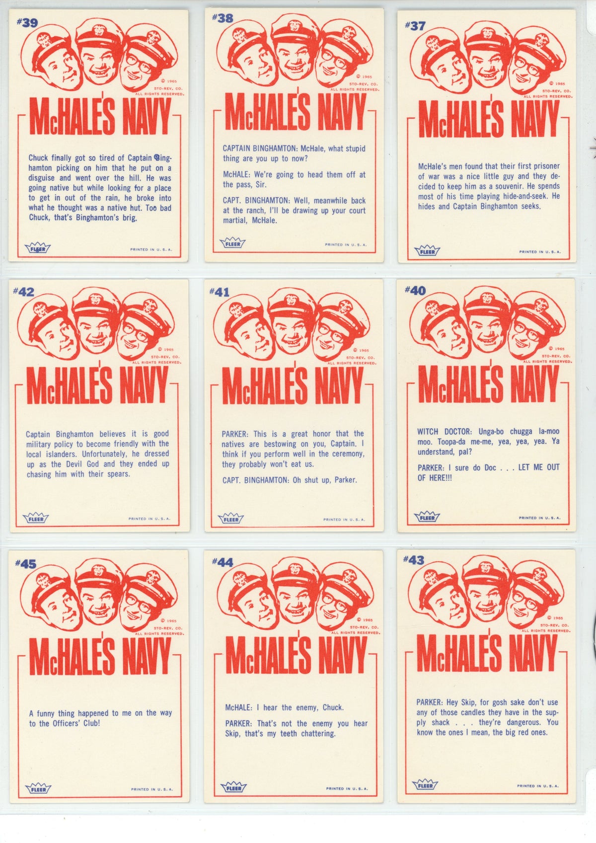 1965 Fleer McHale's Navy Trading Card Complete Set (66 Cards) EX+