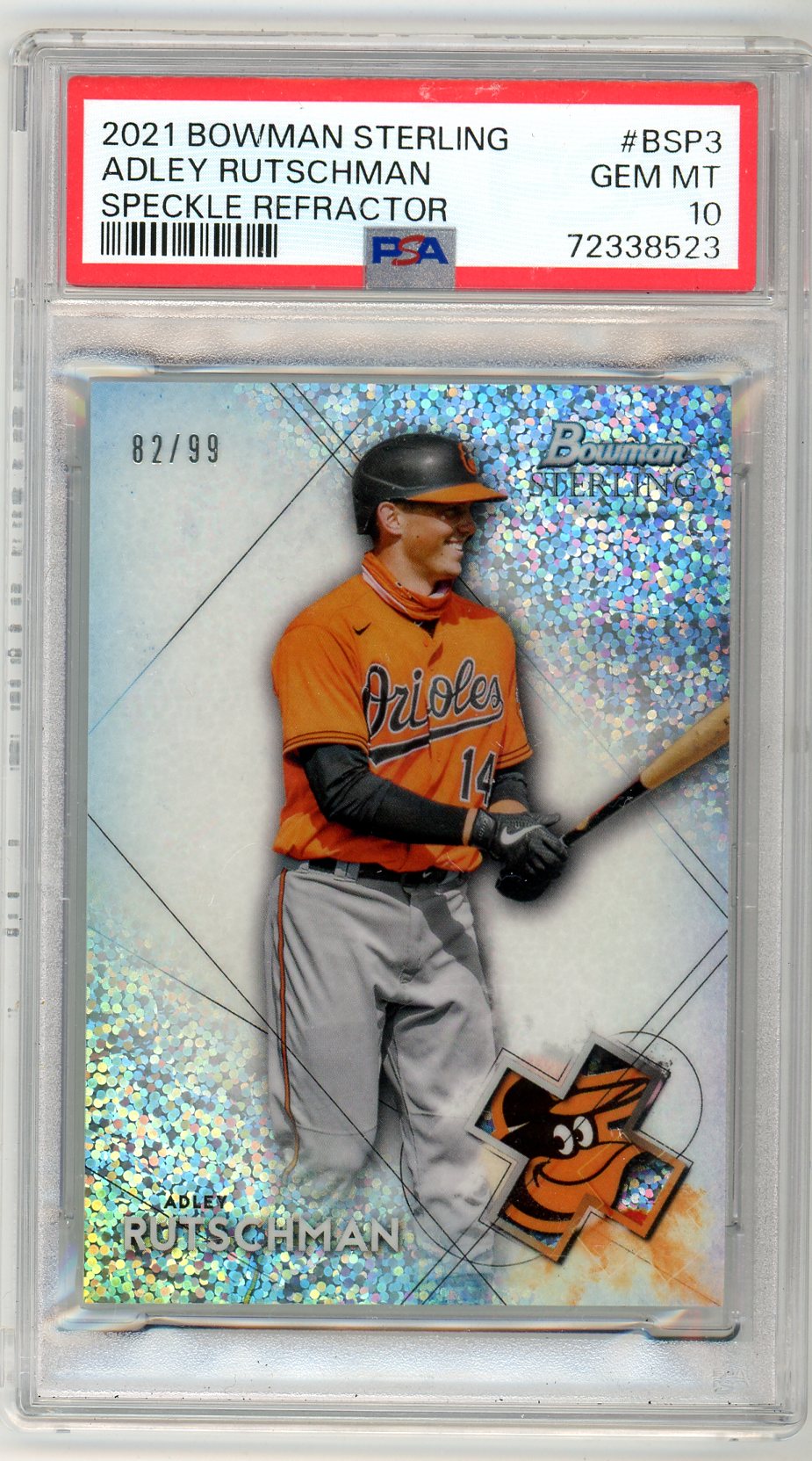 2021 Bowman Sterling Adley Rutschman Speckle Refractor Rookie Card PSA 10