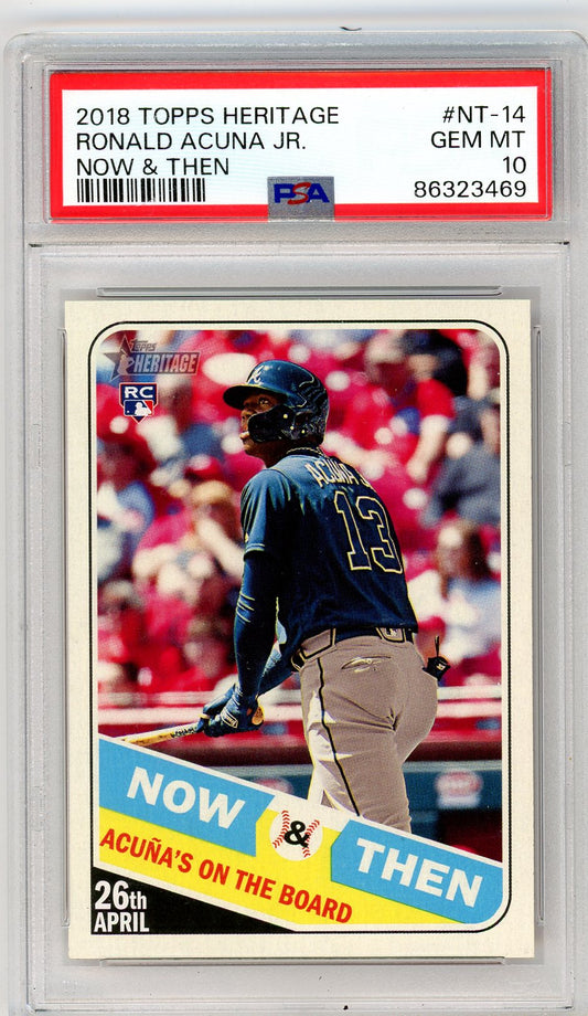 2018 Topps Heritage Ronald Acuna Jr. Graded Rookie Card #NT-14 PSA 10