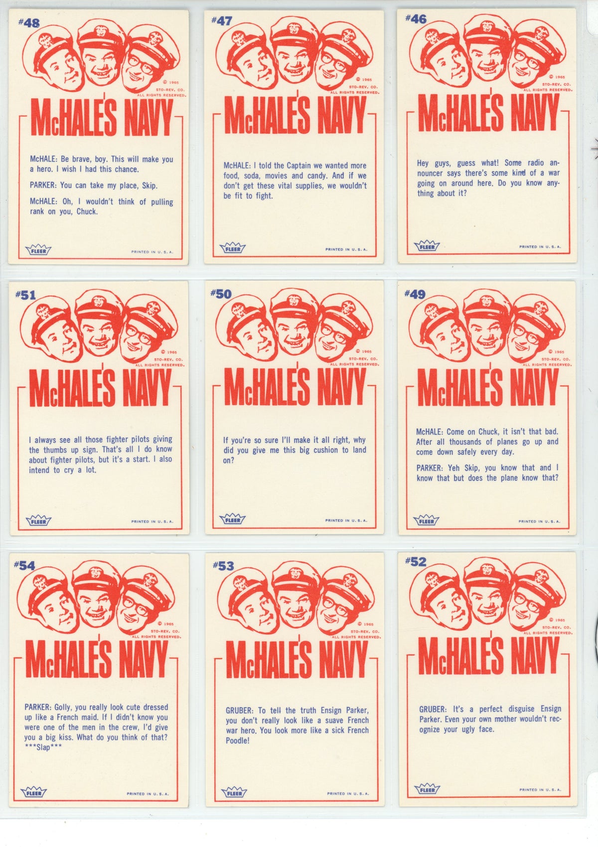 1965 Fleer McHale's Navy Trading Card Complete Set (66 Cards) EX+