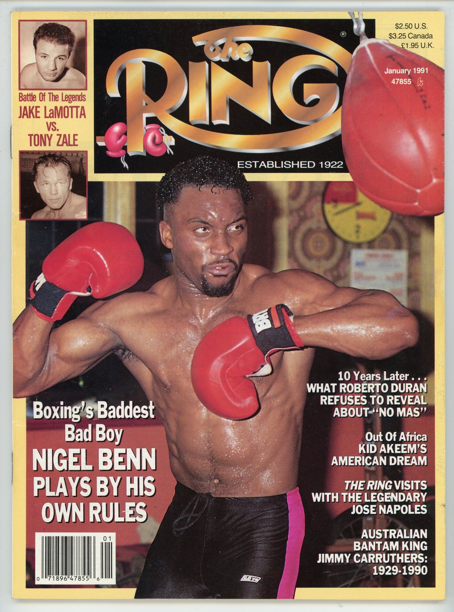 The Ring Vintage Boxing Magazine (January 1991) Nigel Benn Cover
