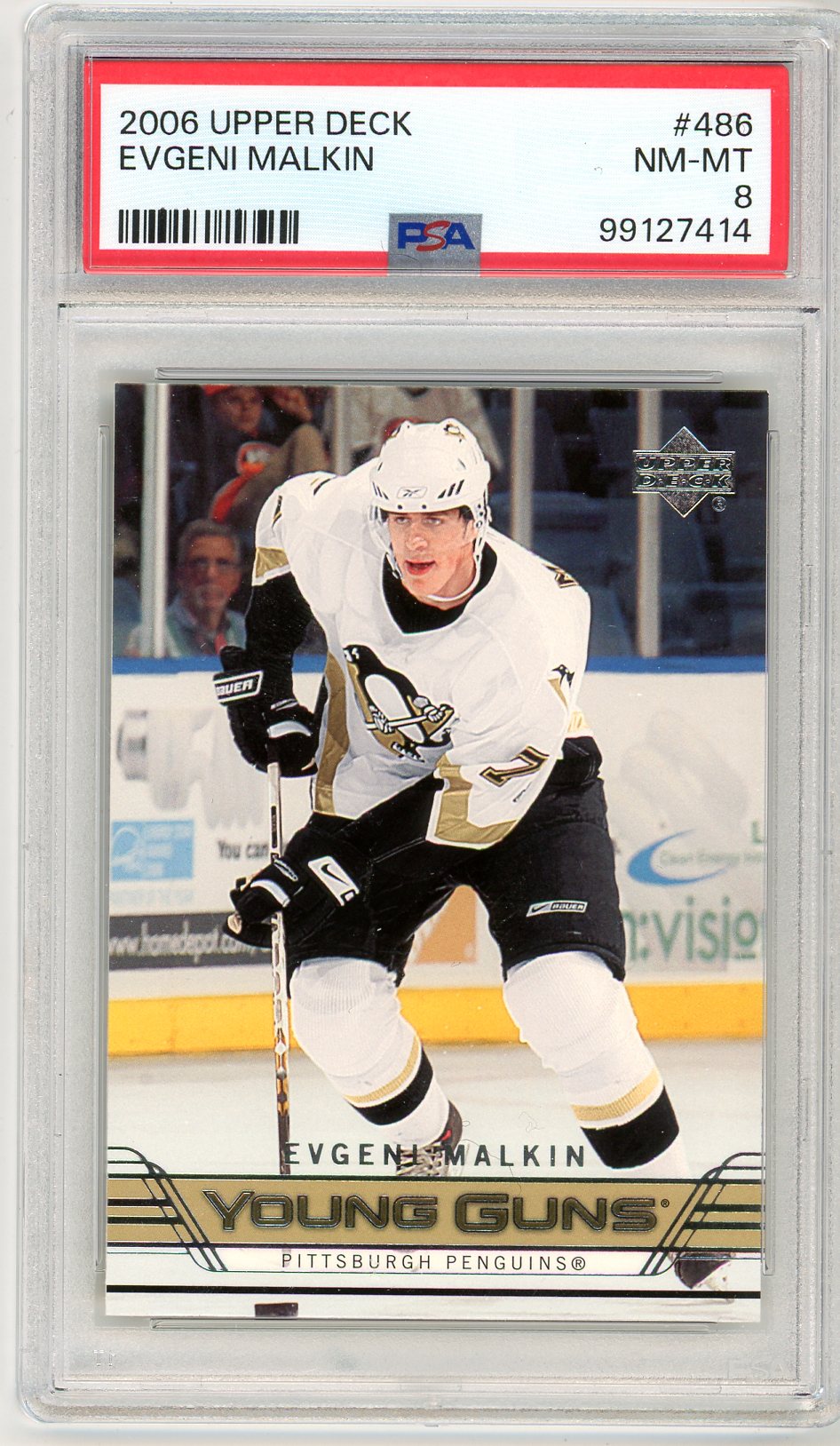 2006 Upper Deck Evgeni Malkin Graded Young Guns Rookie Card #486 PSA 8