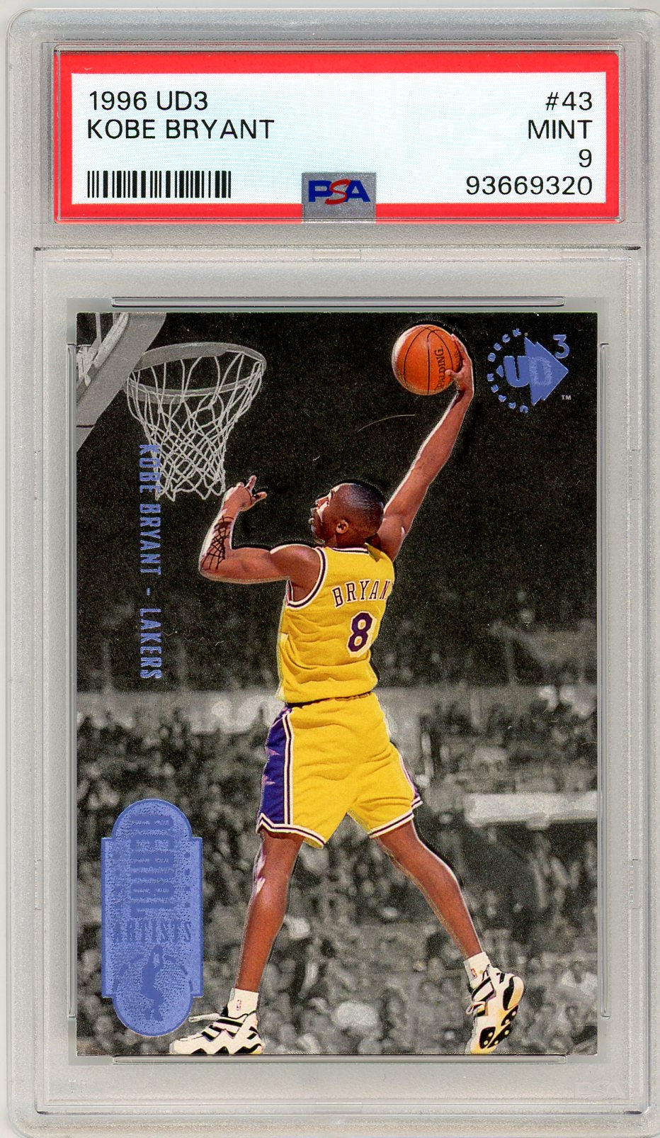 1996 UD3 Upper Deck Kobe Bryant Aerial Artists Graded Rookie Card PSA 9