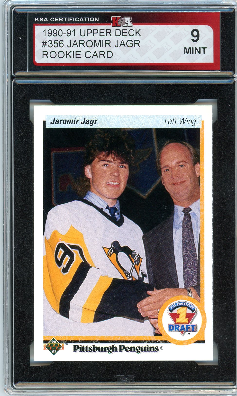 1990/91 Upper Deck Jaromir Jagr Graded Rookie Card #356 KSA 9