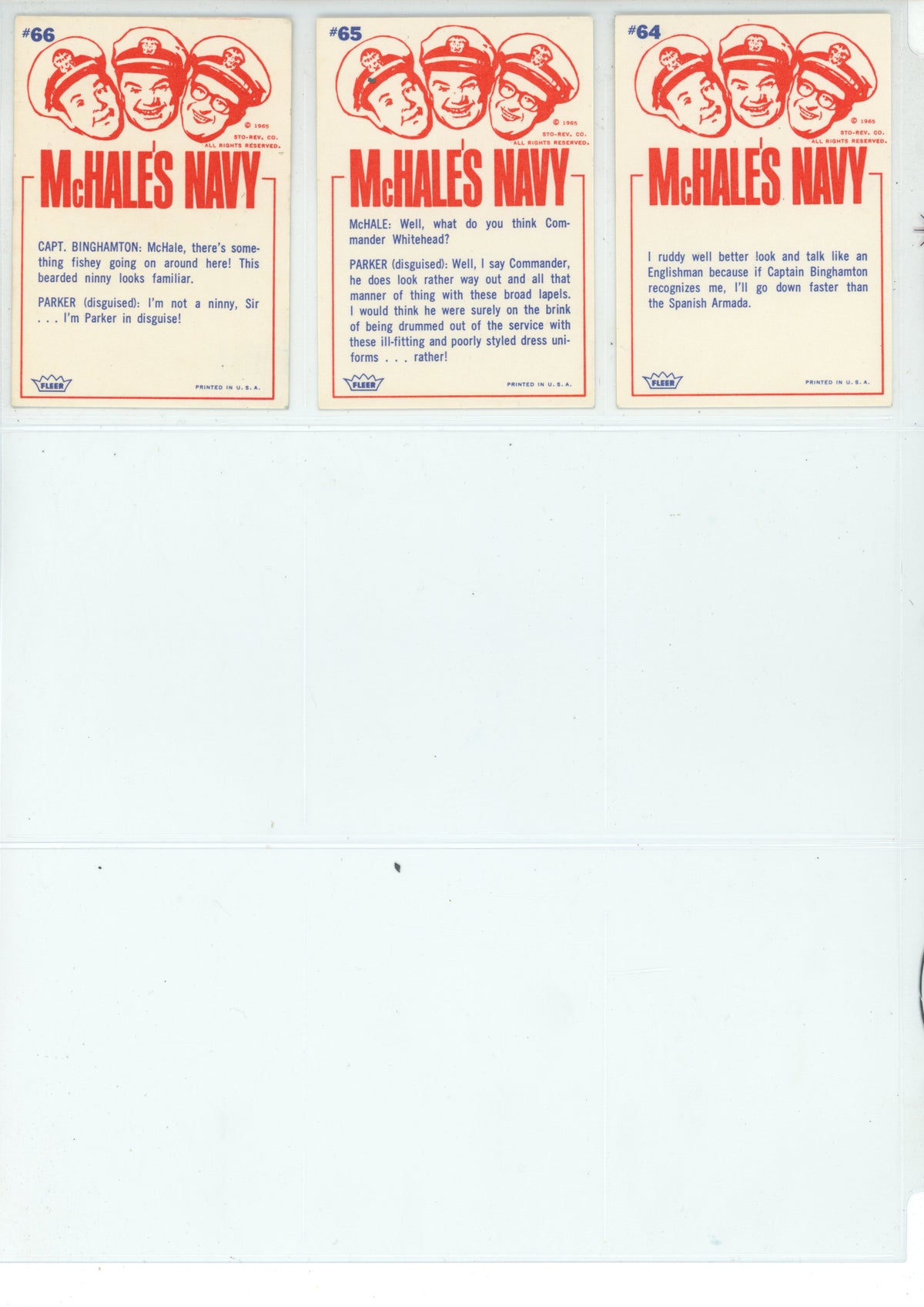 1965 Fleer McHale's Navy Trading Card Complete Set (66 Cards) EX+