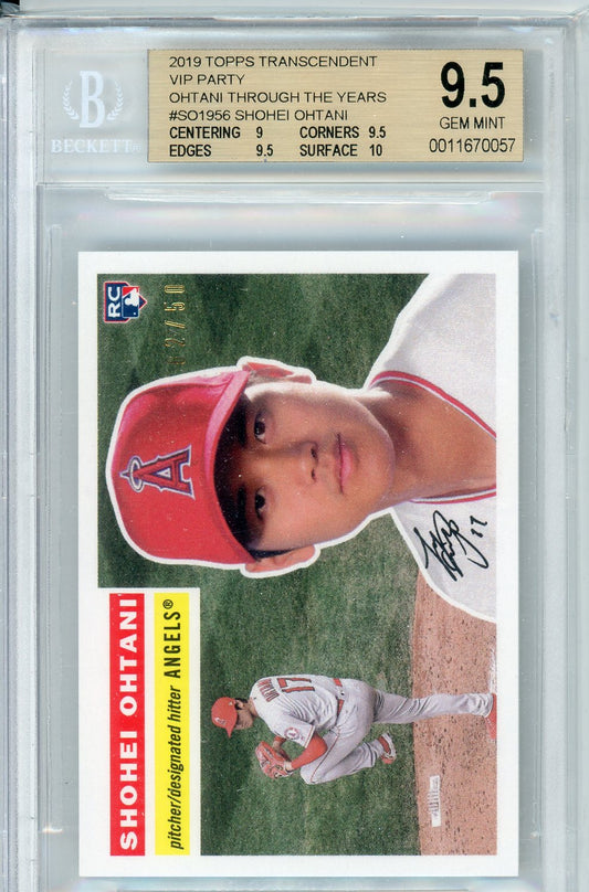 2019 Topps Translucent Shohei Ohtani Through the Years Graded Baseball Card BGS 9.5