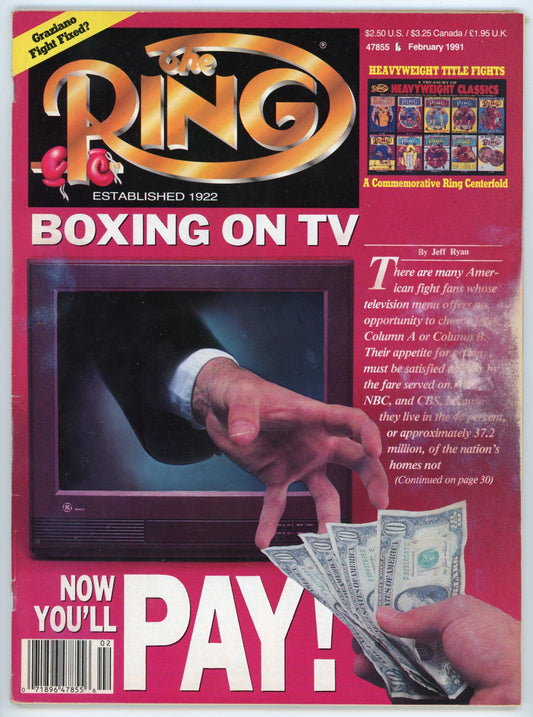 The Ring Vintage Boxing Magazine (February 1991) Boxing on TV