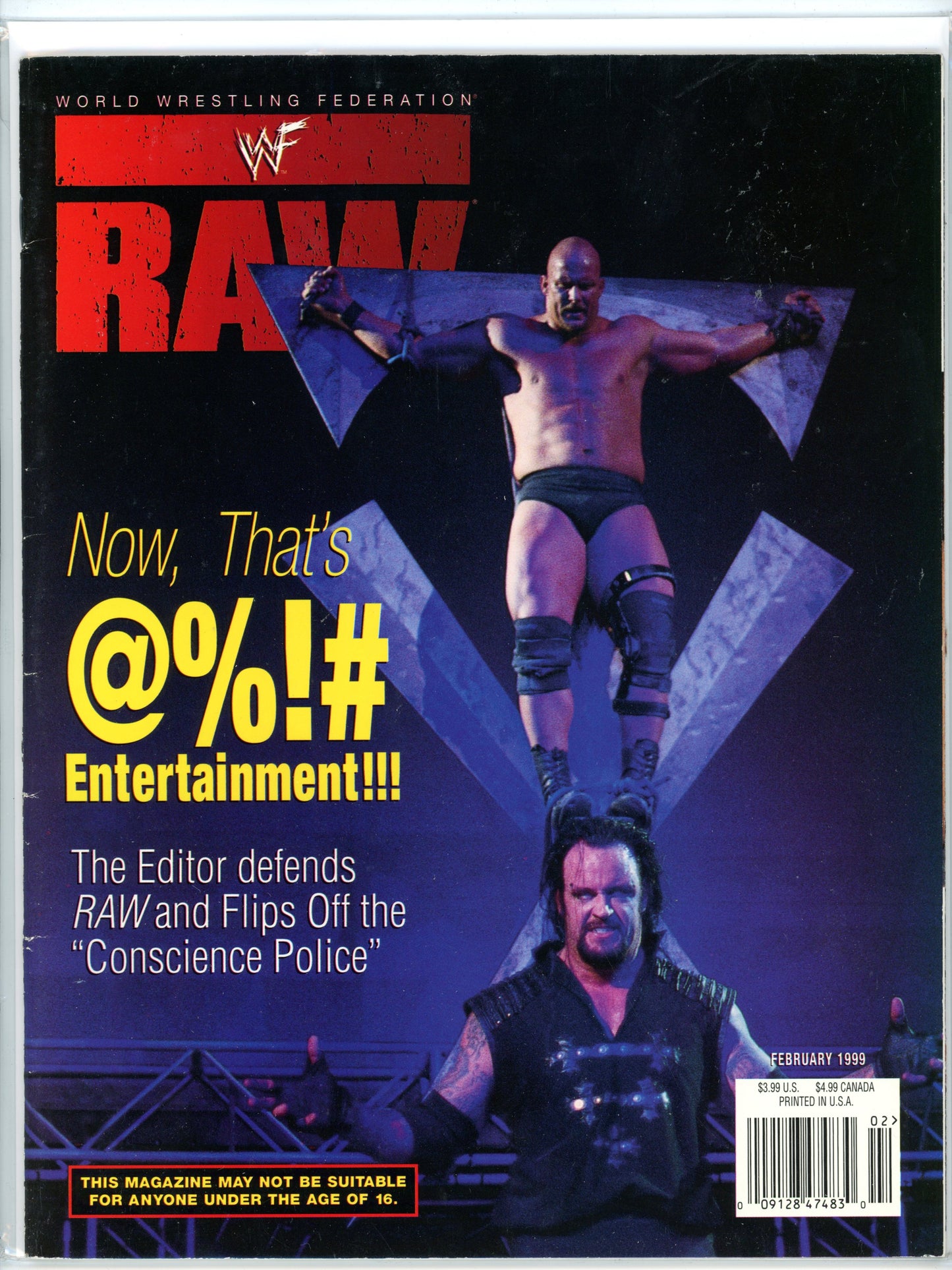 WWF Raw Vintage Wrestling Magazine (February, 1999) Steve Austin, Undertaker