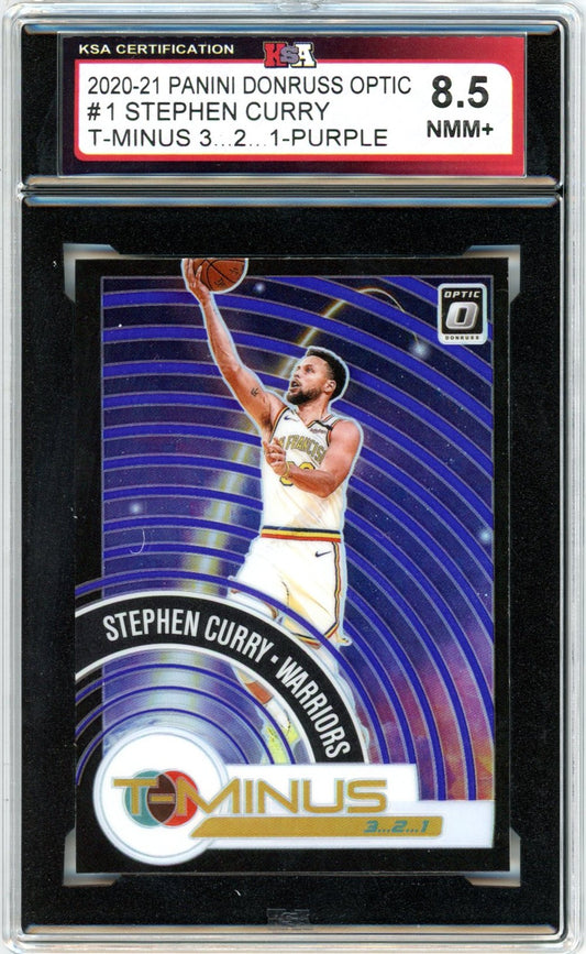 2020/21 Panini Donruss Optic Stephen Curry #1 Purple Graded Basketball Card KSA 8.5