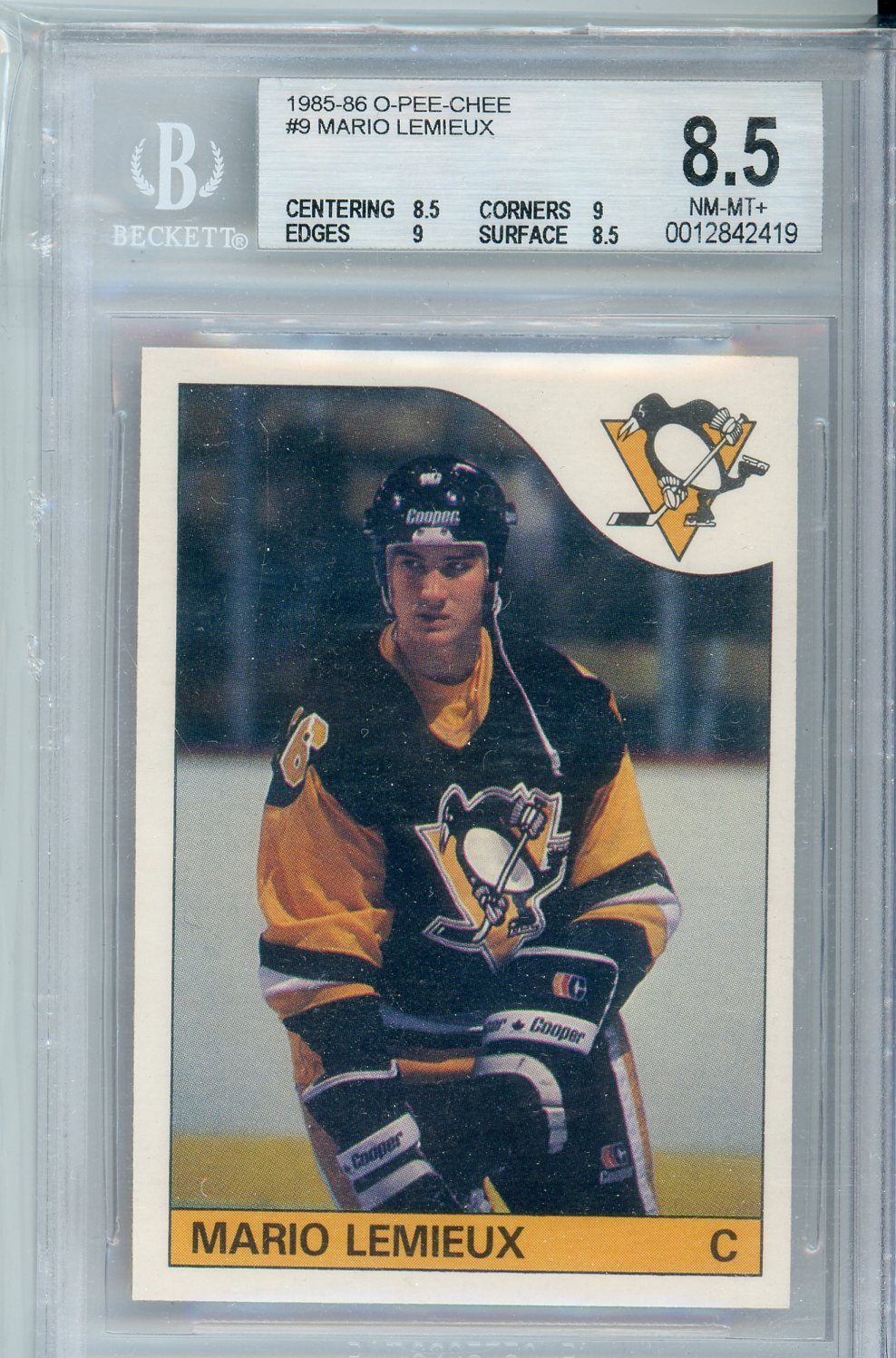 1985-86 O-Pee-Chee Mario Lemiuex #9 Graded Rookie Card BGS 8.5