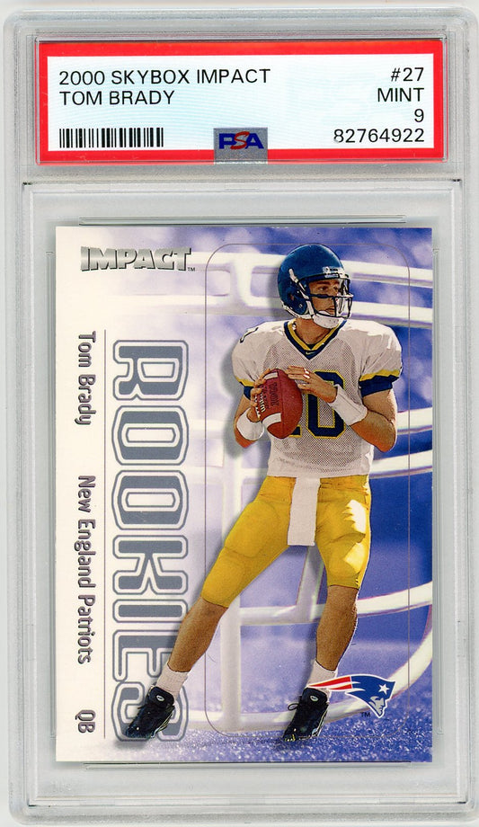 2000 Skybox Impact Tom Brady Graded Football Rookie Card #7 PSA 9