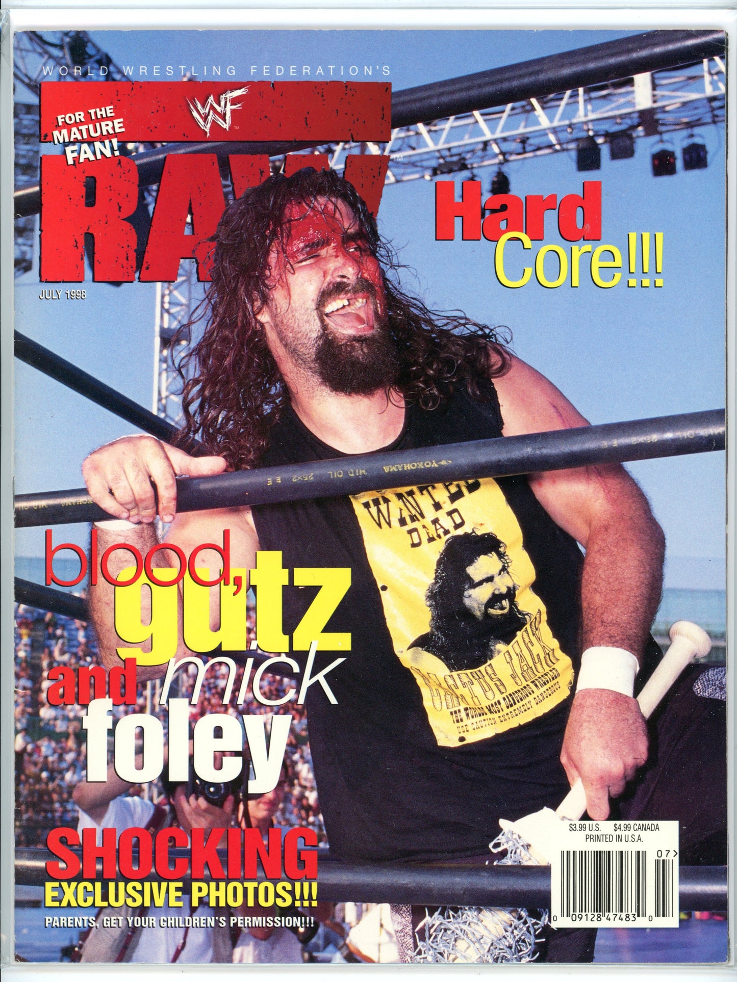 WWF Raw Vintage Wrestling Magazine (July, 1998) Mick Foley