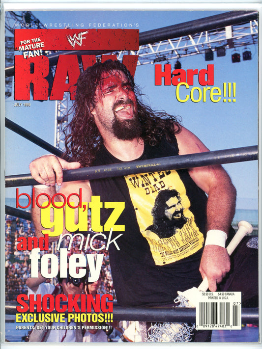 WWF Raw Vintage Wrestling Magazine (July, 1998) Mick Foley