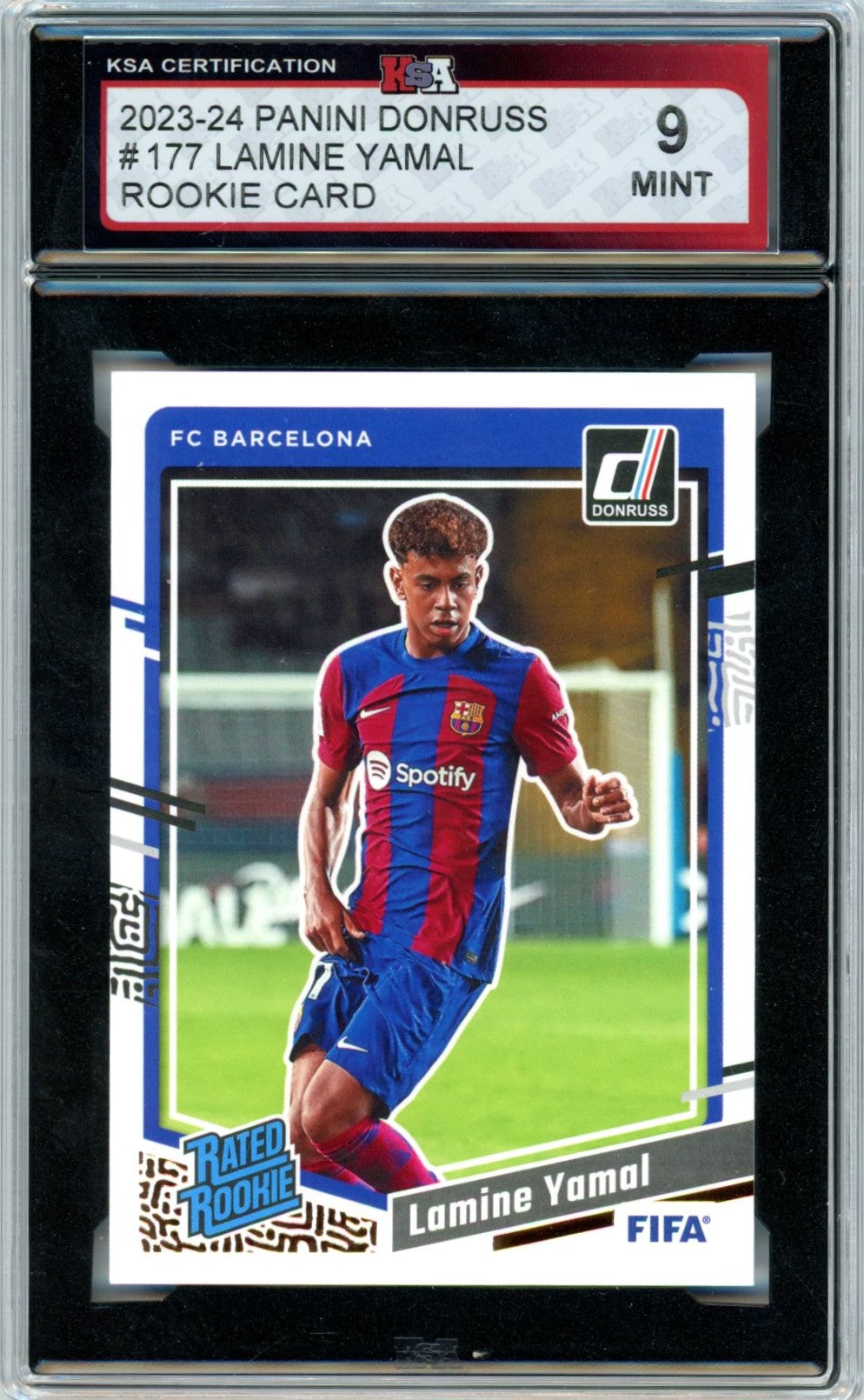 2023/24 Panini Donruss #177 Lamine Yamal Graded Soccer Rookie Card KSA 9
